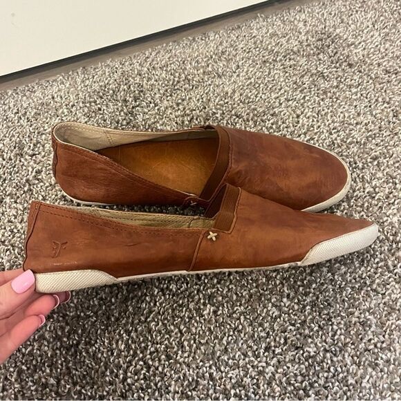 Frye MELANIE SLIP ON sneaker Cognac size 9 leather - Picture 8 of 14